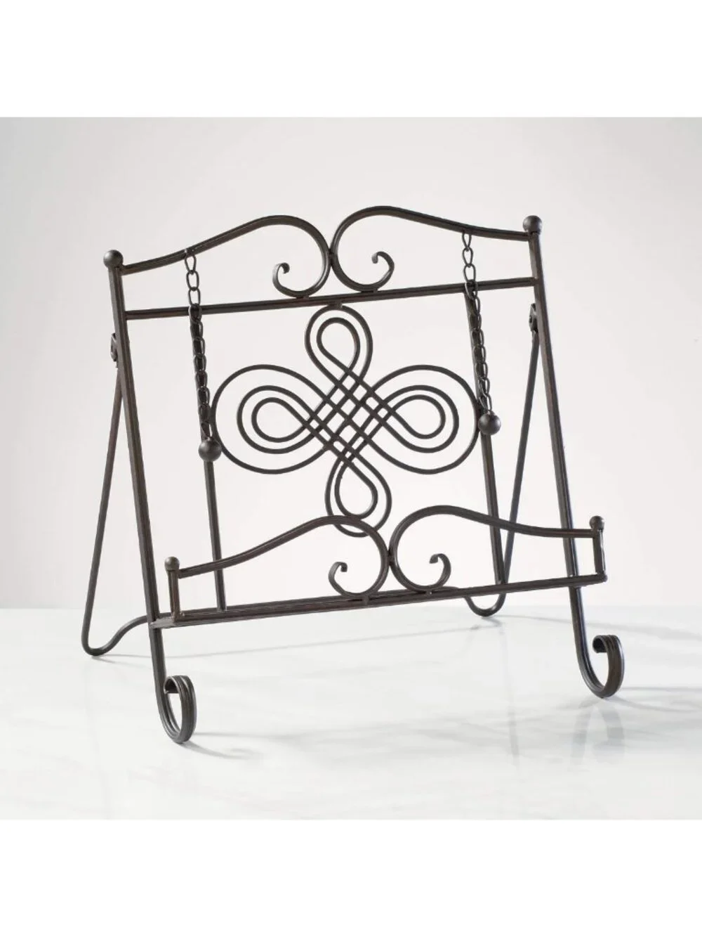 Adjustable Metal Cookbook Stand - Swirl Design for Cookbooks, Tablets & Recipes